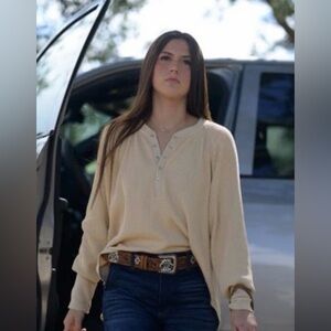 NWOT HOOEY Juniper Henley long Sleeve Thermal | Snap Buttons | M